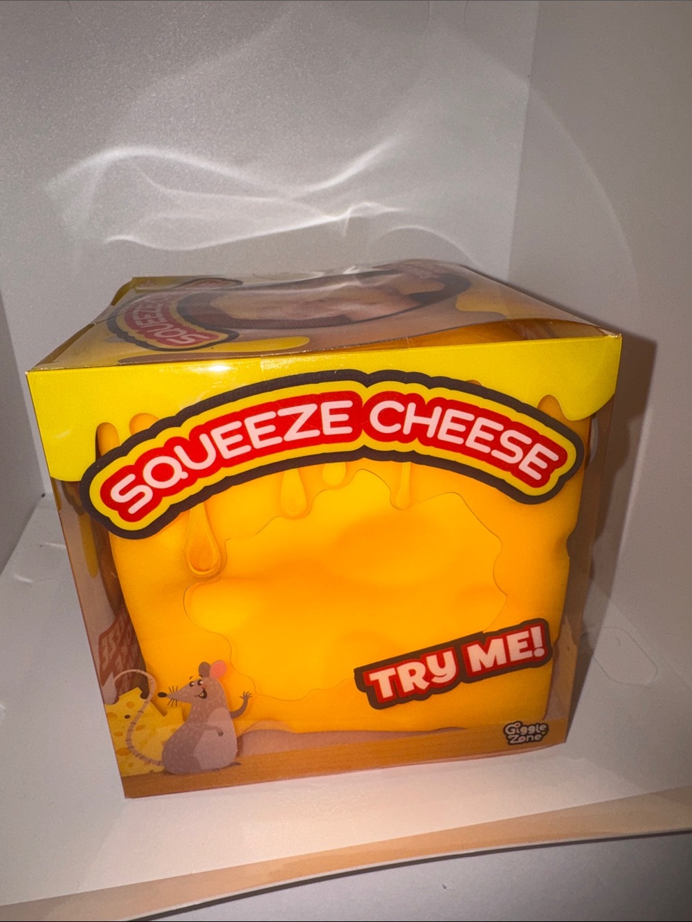 JUMBO Squeeze Cheese Toy - Bright Yellow